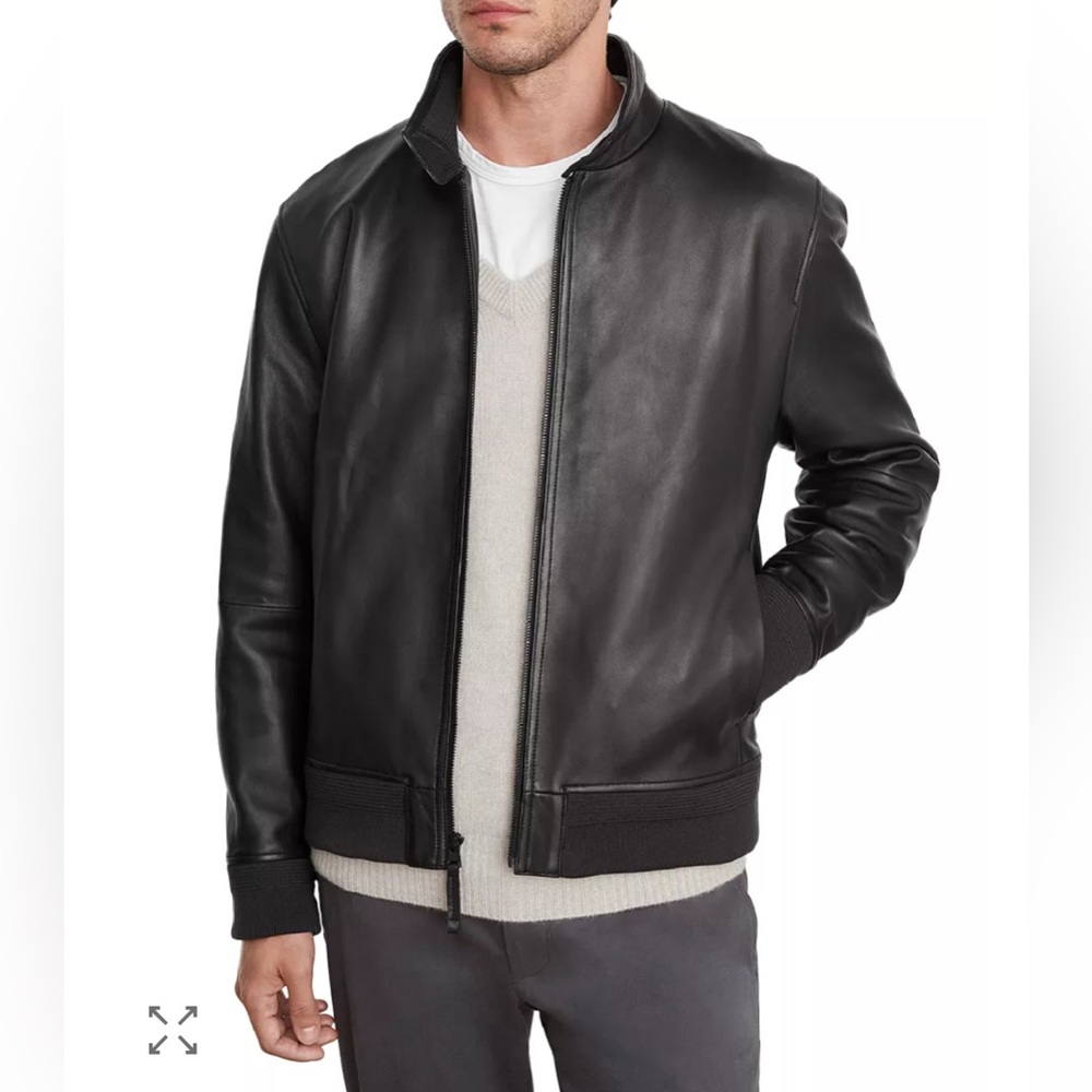 Vince Lamb Leather Café Racer Moto Jacket Women’s L / Men’s M Ret $1,000 Perfect - Picture 6 of 10